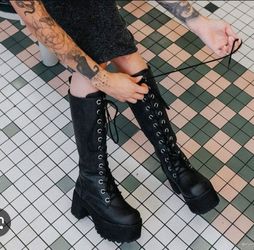 T.U.K Distressed Knee-High Nosebleed Boot