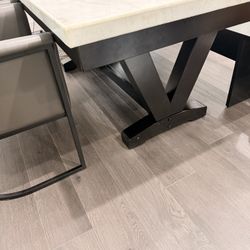 White Marble Top Dining Table, 72-Inch Wide Table