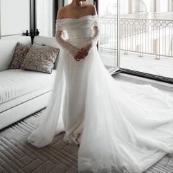 Convertible Sequined Wedding Gown 