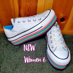 NEW Converse All Star Platform Rainbow Lift Women 6