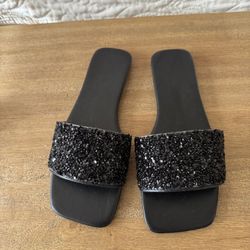 🎄HOLIDAY SPARKLY FLAT SANDALS SZ 7 (EUR 38)
