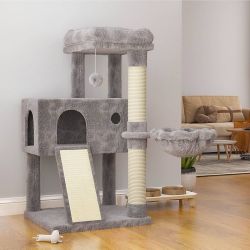 O575 $25 Cat Tree 36" Cat Tower, Multi-Level Cat Condo with Scratching Posts for Kittens, Cat Climbing Stand with Plush Ball for Play Rest, Grey Pro