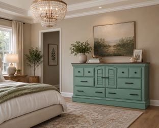 Beautiful green dresser, solid oak