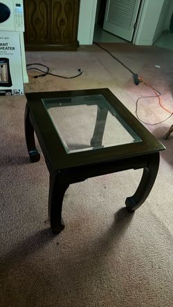 Dark Wood Coffee Table with Glass Top