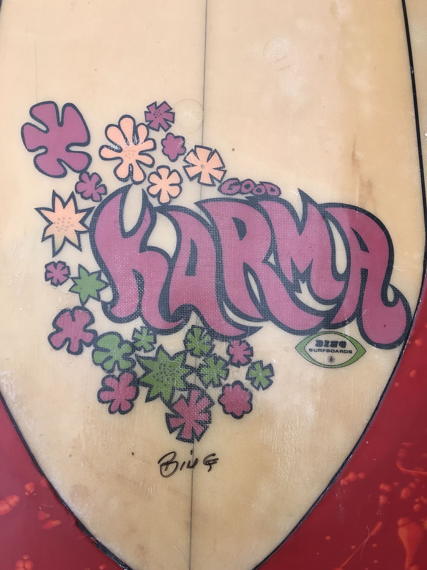 Vintage Bing Good Karma Surfboard