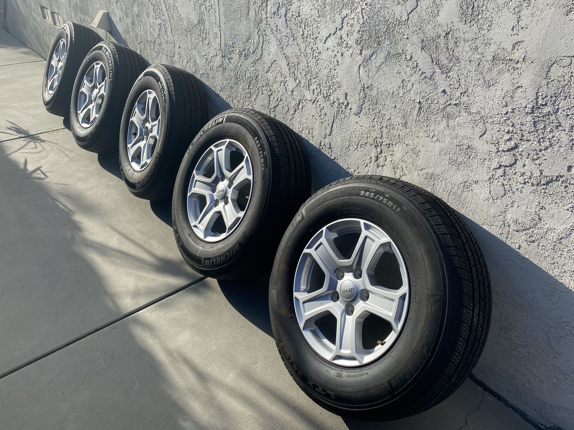 Five (5) Stock Jeep JL Wheels and Tires - 15k Miles