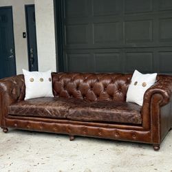 RH Restoration Hardware 8ft Chesterfield Kensington Leather Sofa Couch