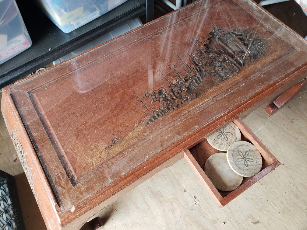 Carved coffee table