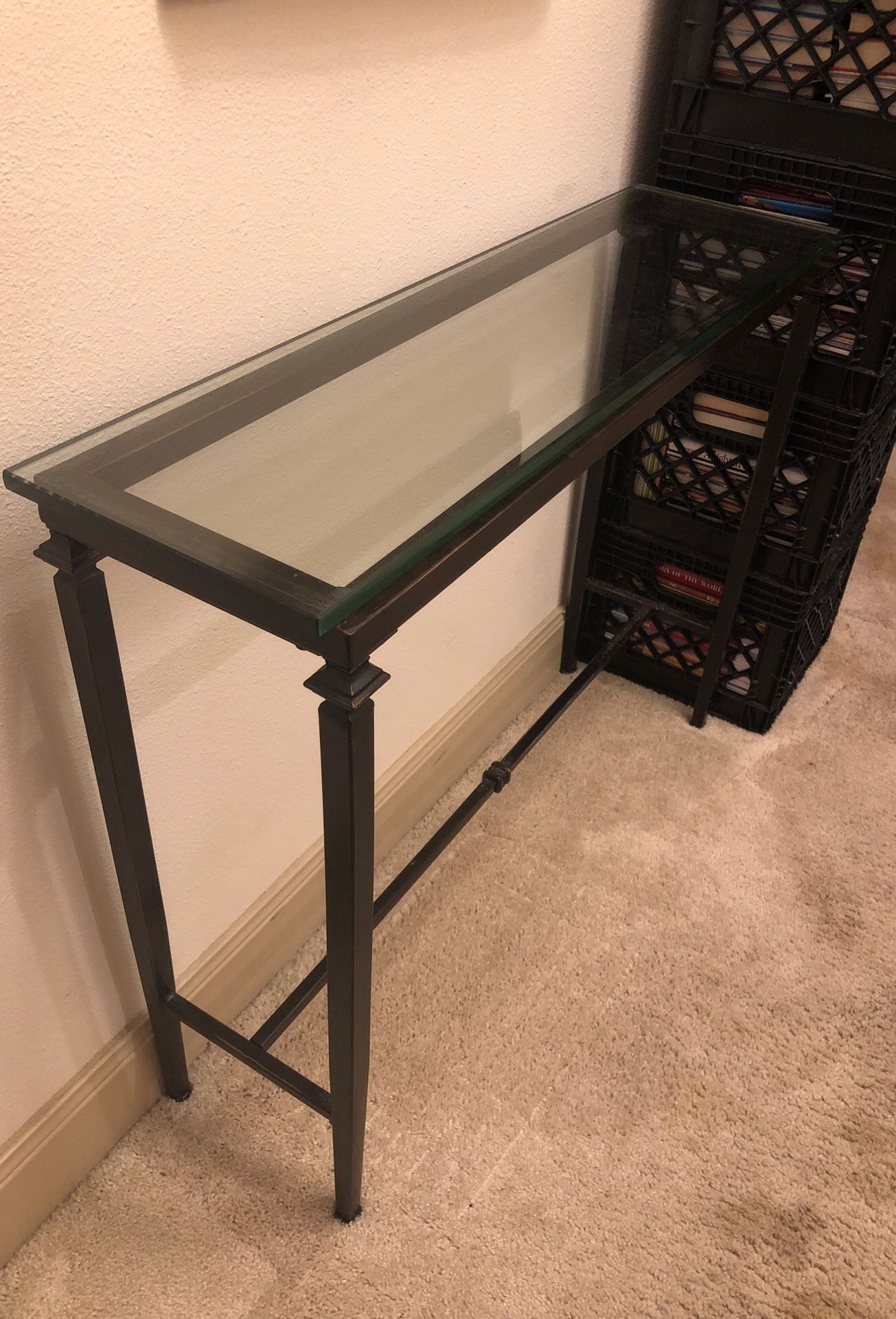 Glass/metal console table