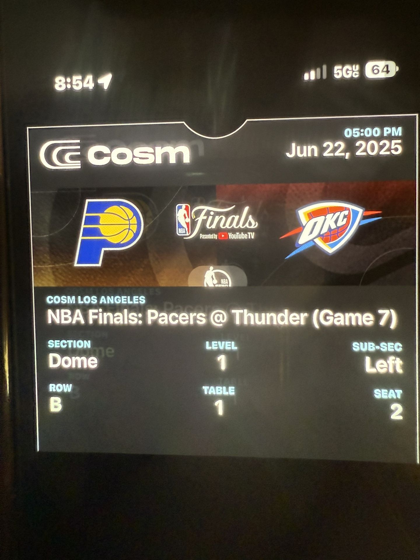 COSM GAME 7 2 TICKETS
