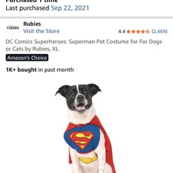 Superheroes: Superman Pet Costume for For Dogs or Cats by Rubies, XL