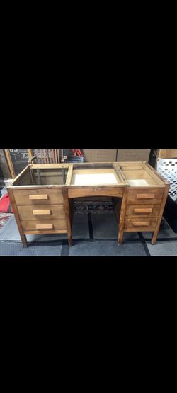 Vintage Hoosier Walnut Executive / Teacher’s Desk