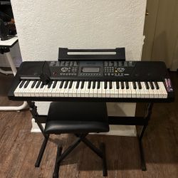 Electric Keyboard On Stand With Stool