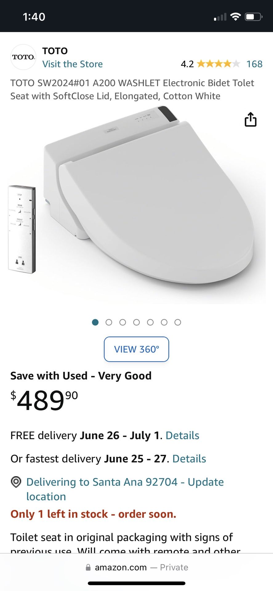 Smart Toilets. TOTO SW2024#01 A200 WASHLET Electronic Bidet Tolet Seat with SoftClose Lid, Elongated, Cotton White