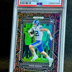2023 Prizm Draft Picks 🔥 Puka Nacua 🔥 Snakeskin Prizm Rookie PSA 9 Mint 💎 - Los Angeles Rams