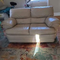 2 Beige Leather Couches