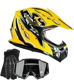 Typhoon Offroad Gear Youth Helmet Gloves Goggles DOT ATV Dirt Bike MX Motorcycle