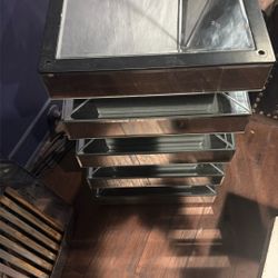 Glass Mirror End Table 