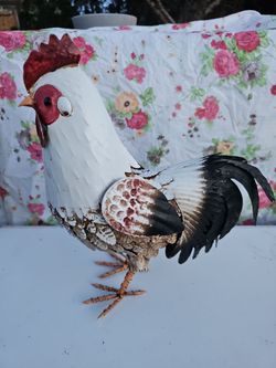 Metal rooster gallo, handmade