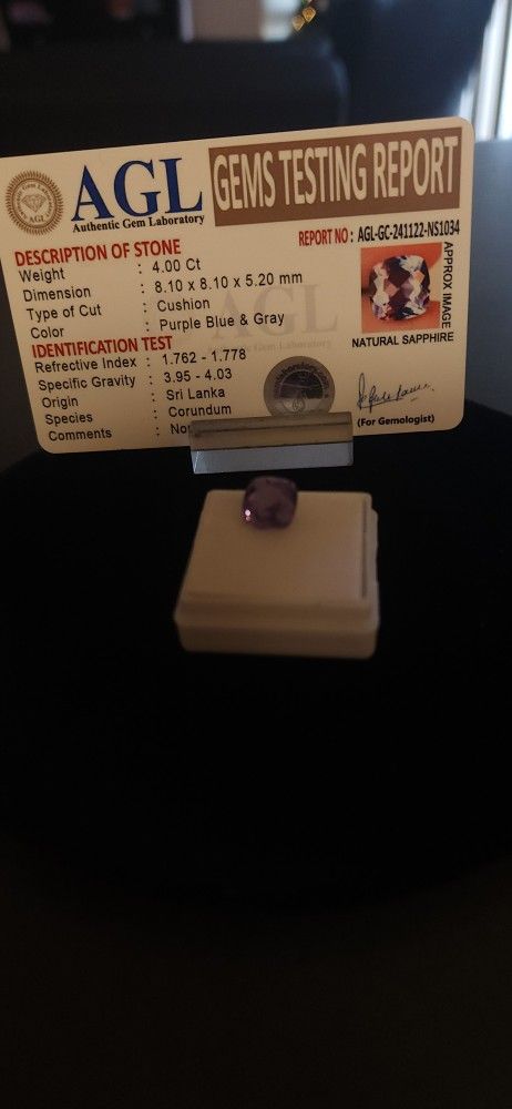 4Ct Natural Color Changing Sapphire | Cut Loose Gemstone. Certification Card Included.