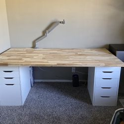 IKEA ALEX DRAWERS WITH BUTCHER BLOCK TOP