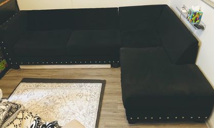 Free black velvet sectional sofa