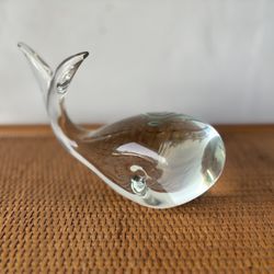 Vintage Glass Whale Art Paperweight