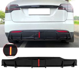 22-26 Tesla Model X Rear Bumper Lip Diffuser W/LED Gloss Black