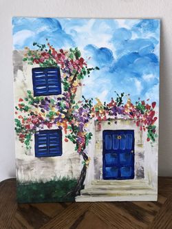 Door In Italy Painting; Hand Painted, 11” X 14”
