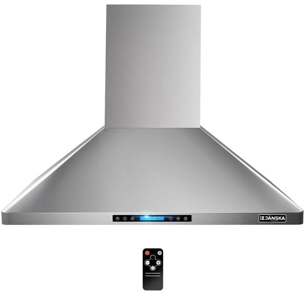48 in. 1300 CFM Ducted Wall Mount Range Hood in Stainless Steel with SS Filters Digital Display LED Lights and Remote