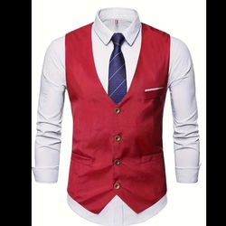 S Men V Neck Suit Vest 