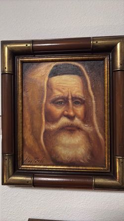 Vintage Alan Paske Original Oil Portrait - Rabbi / Jewish Scholar