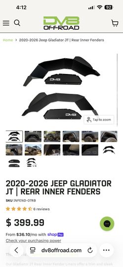 DV8 Inner Fender Gladiator