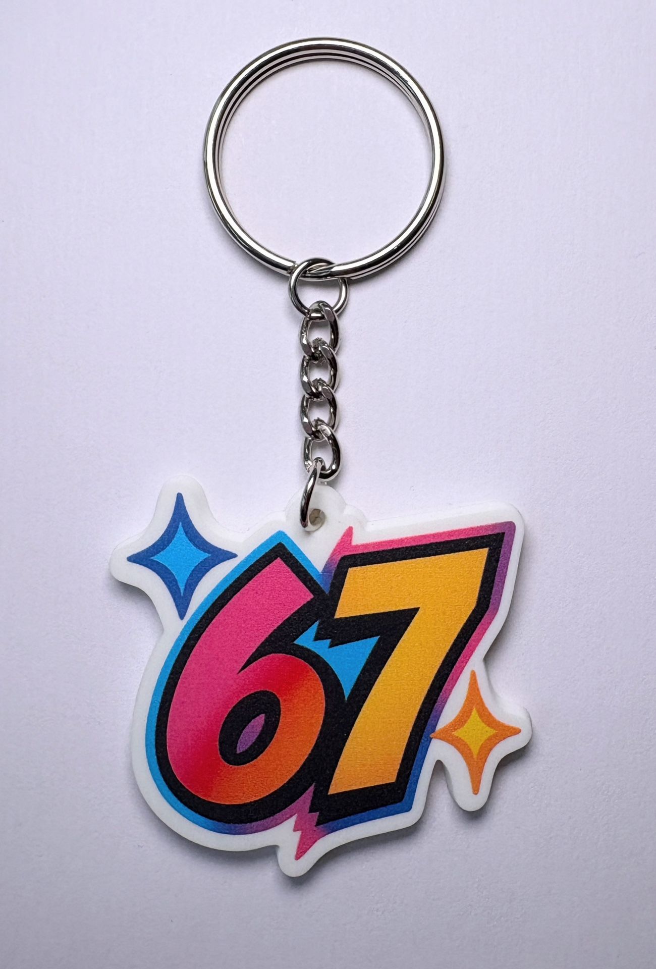 Glow in the Dark 67 Keychain – Trendy Kids Neon Number Bag Charm