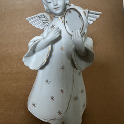 Schmid Brothers Angel With Tambourine Rotating Music Box