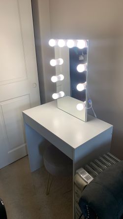 White Makeup vanity w/ chair