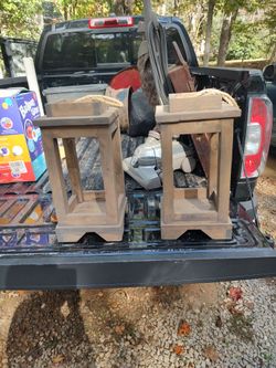 Rustic Wood Lanterns Set of 2