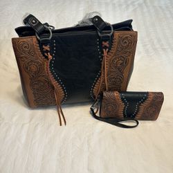 Trinity Ranch Tooled Purse and Matching Wallet