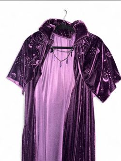 Purple velvet cape with moon and stars