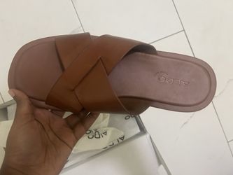 ALDO brown criss-cross slide sandals