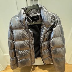 Silver Puffer Jacket by Who What wear (Medium)