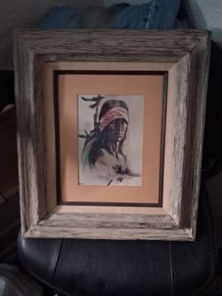Framed Native American Portrait Art Print