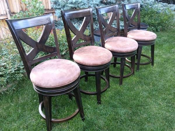 Set Of 4 Rotating Premium Bar Stools Chairs 19" diameter 44" tall