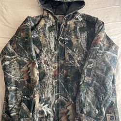Mens Hood Jacket Large ReadHead Silent Hide Camo Hunting Cotton Thermolite Insulation Like New