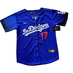Dodgers Baseball Jersey Kids Blue Ohtani #17 