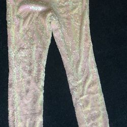 New Ladies White Sequin Pants-size Small