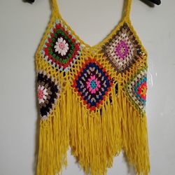 Yellow Knit Beach Top Multicolored 