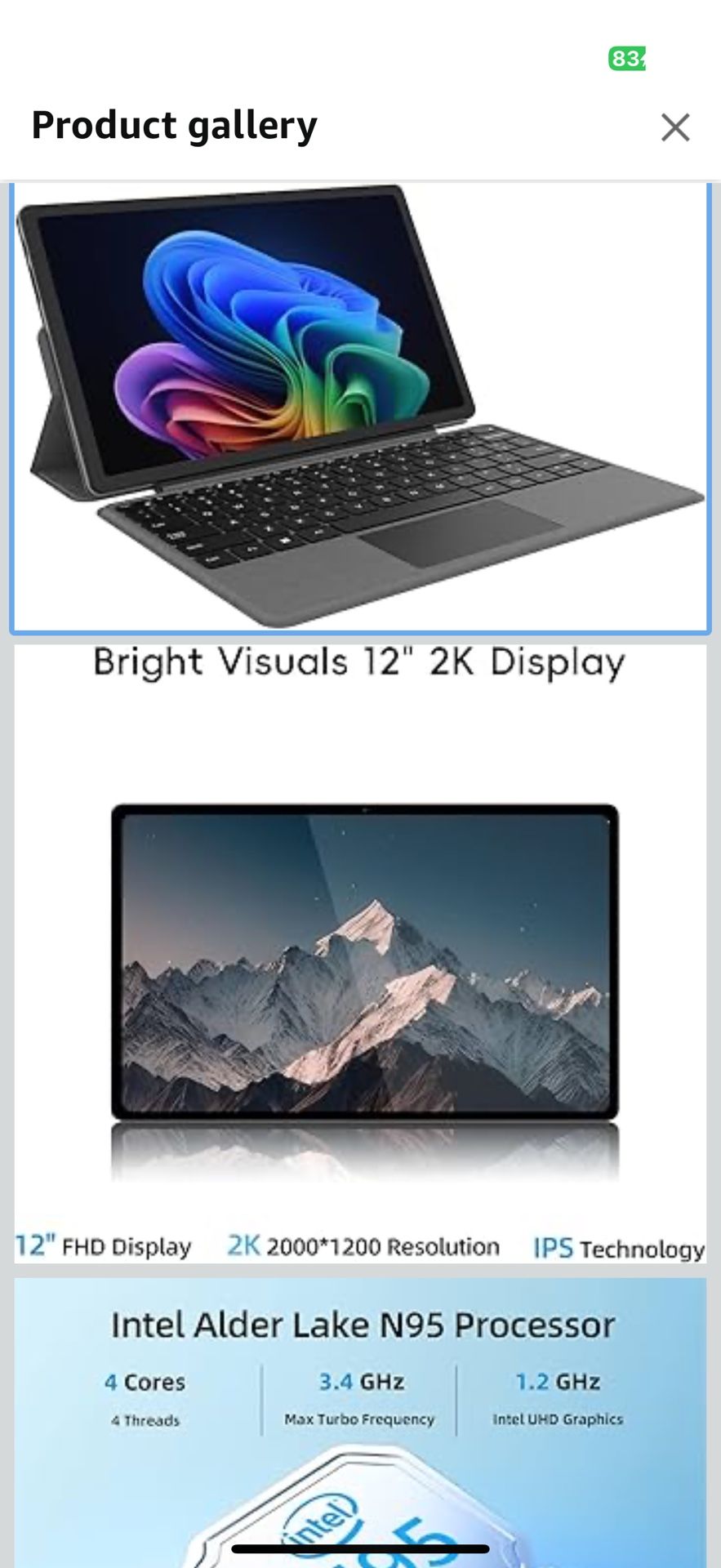 2-in-1 Laptop/Tablet (2025), Windows 11 PC with Magnetic Keyboard, 12” 2K FHD IPS Touchscreen Display, 4-core N95, 12GB DDR5 RAM 512GB SSD, 2 Stereo S