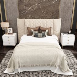 19.6 inches Modern White/Black 3-Drawer Nightstand with Gold Metal Legs for Bedroom