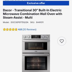 30” Dacor Built In Electric Microwave Oven Wall Combo With Steam 